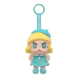 POP MART-Angry Molly - Colección"Explosión Emocional"Colgante de Peluche - Fuego Azul Lago